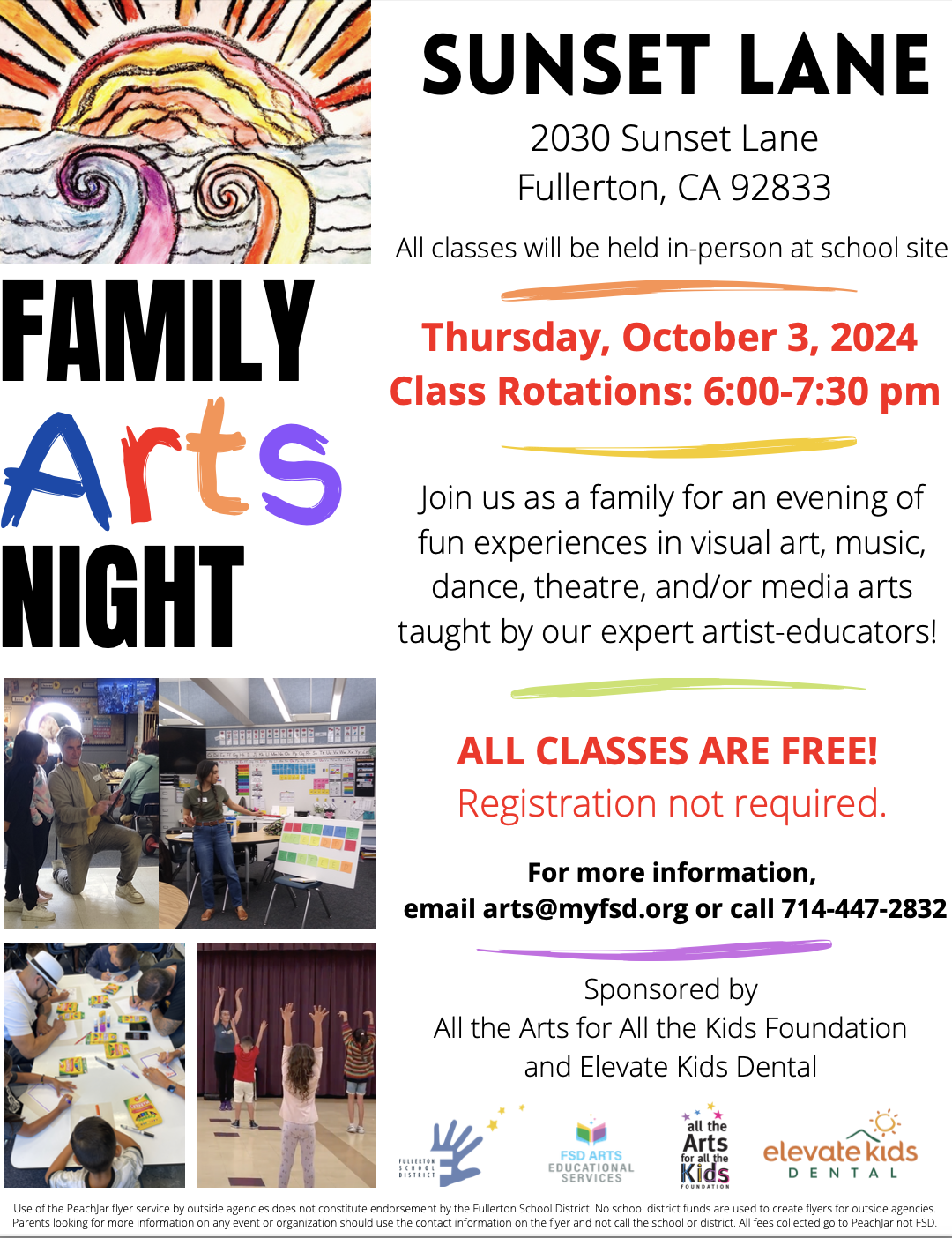 Sunset Lane Family Arts Night 2024